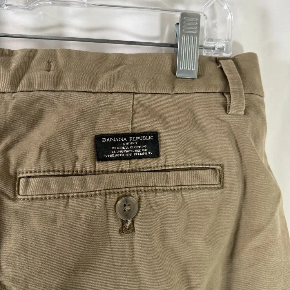 Banana Republic Lived In Chino Pants Men's 32x34 Beige Flat Front Cotton Blend